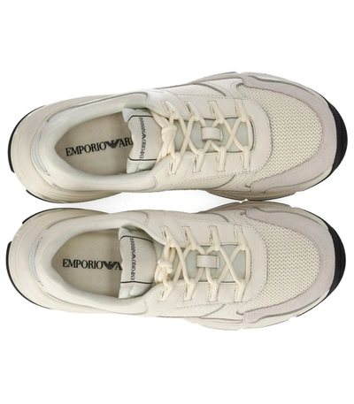 Shop Emporio Armani Cream Sneaker In White