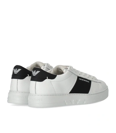 Shop Emporio Armani White And Black Sneaker With Logo