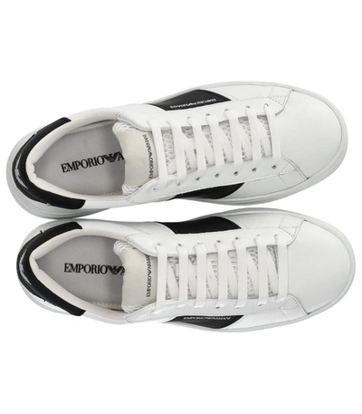 Shop Emporio Armani White And Black Sneaker With Logo