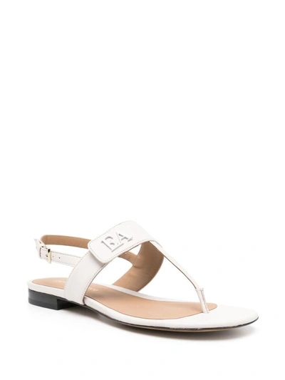 Shop Emporio Armani Leather Thong Sandals In White