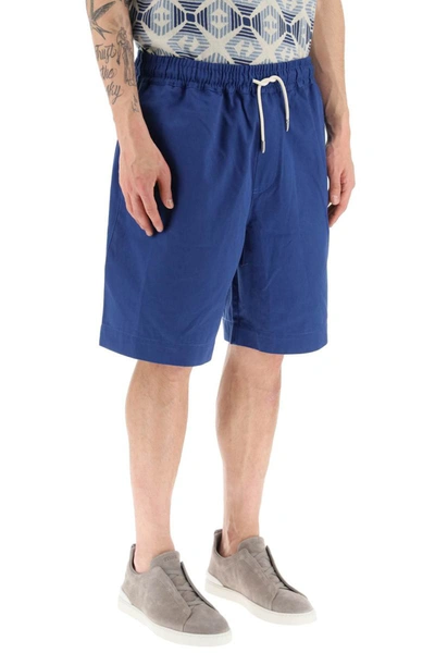 Shop Emporio Armani Relaxed Fit Cotton Shorts In Blue