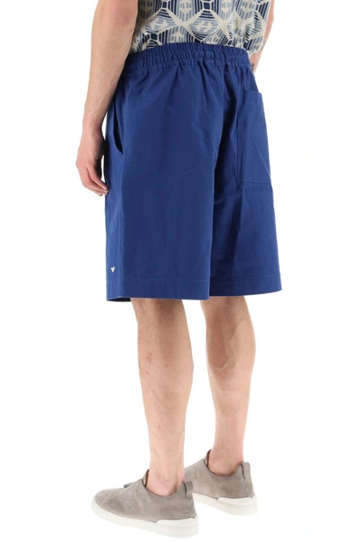 Shop Emporio Armani Relaxed Fit Cotton Shorts In Blue