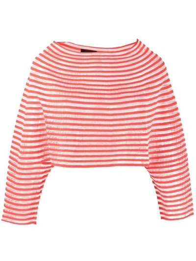 Shop Emporio Armani Striped Boat-neck Jumper In Red