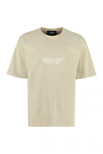 Shop Enterprise Japan Ss Planet Cotton Crew-neck T-shirt In Green