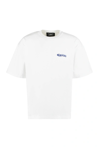 Shop Enterprise Japan Ss Eyes Cotton Crew-neck T-shirt In White