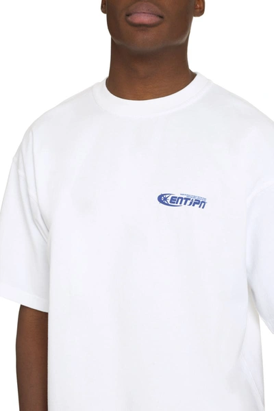 Shop Enterprise Japan Ss Eyes Cotton Crew-neck T-shirt In White