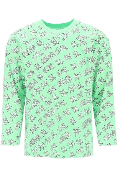 Shop Erl 'waffle' Long Sleeved T-shirt With All-over Print In Multicolor