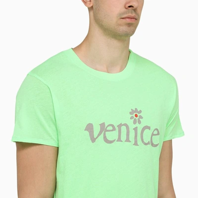 Shop Erl Crew Neck T-shirt With Print In Green