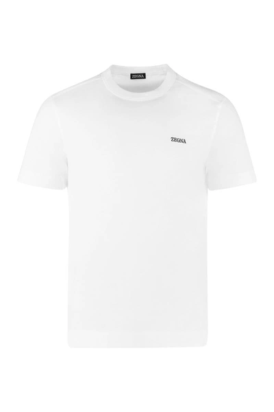 Shop Ermenegildo Zegna Cotton Crew-neck T-shirt In White