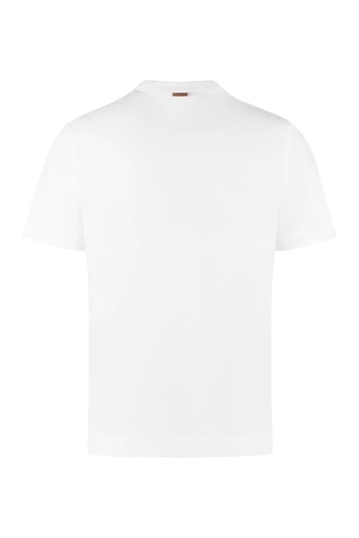 Shop Ermenegildo Zegna Cotton Crew-neck T-shirt In White