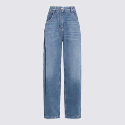Shop Etro Blue Denim Wide Leg Jeans
