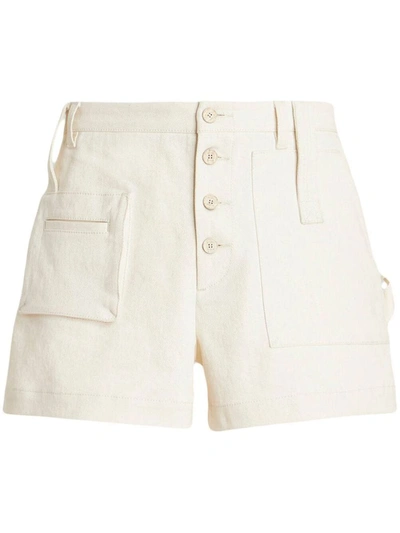 Shop Etro Cotton High-waisted Shorts In White