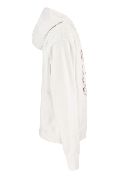 Shop Etro Cotton Sweatshirt With Bandana Inlay Print In White