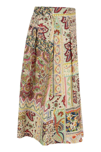 Shop Etro Cotton Skirt With Patchwork Print In Multicolor