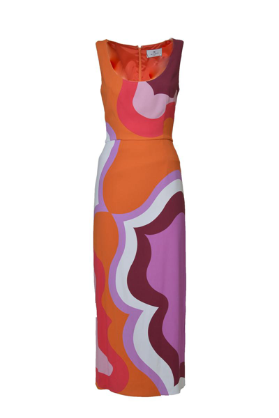 Shop Etro Dresses In Rosso/multicolour