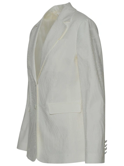 Shop Etro Ivory Cotton Blend Blazer Jacket In White