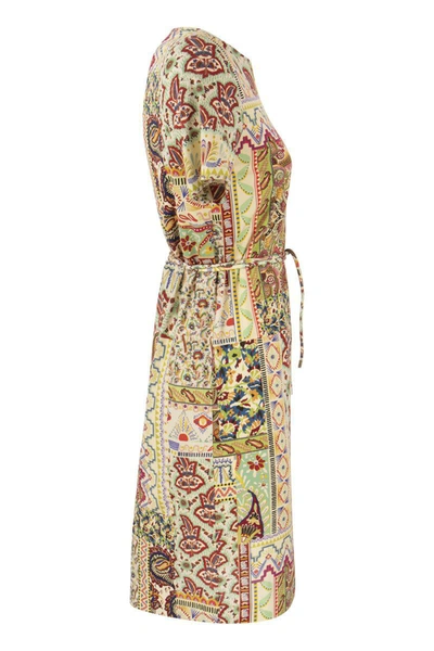 Shop Etro Jersey Dress With Patchwork Print In Multicolor