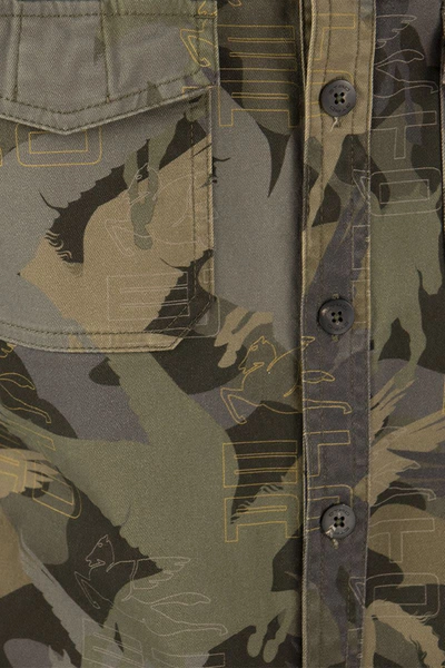 Shop Etro Pegaso Camouflying Shirt In Brown/green