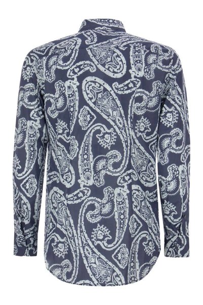 Shop Etro Slim Fit Shirt With Paisley Pattern In Blue