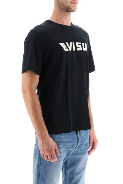 Shop Evisu Crew-neck T-shirt With Prints In Black