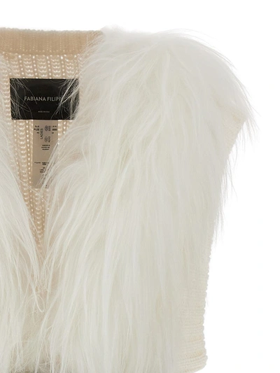 Shop Fabiana Filippi Fur Appliqué Vest In White