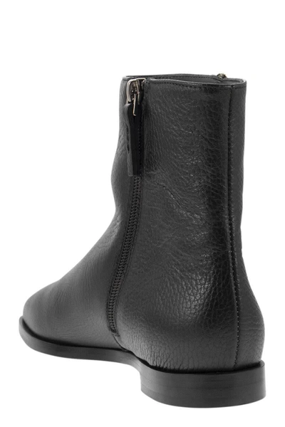 Shop Fabiana Filippi Grained Leather Ankle Boots In Black
