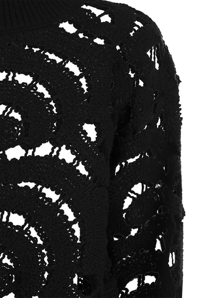 Shop Fabiana Filippi Openwork Jumper In Wool Blend In Black