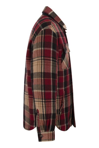 Shop Fay Shirt-cut Check Jacket In Red/beige
