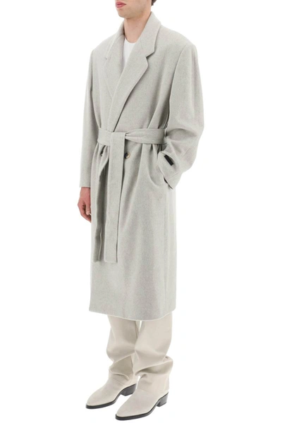 Shop Fear Of God Melton Wool Eternal Coat In Grey