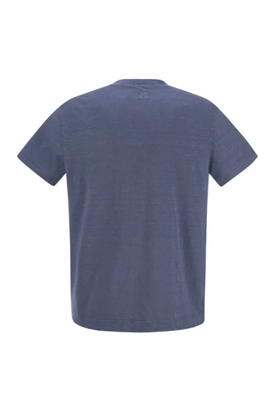 Shop Fedeli Exreme - Linen Flex T-shirt In Avio