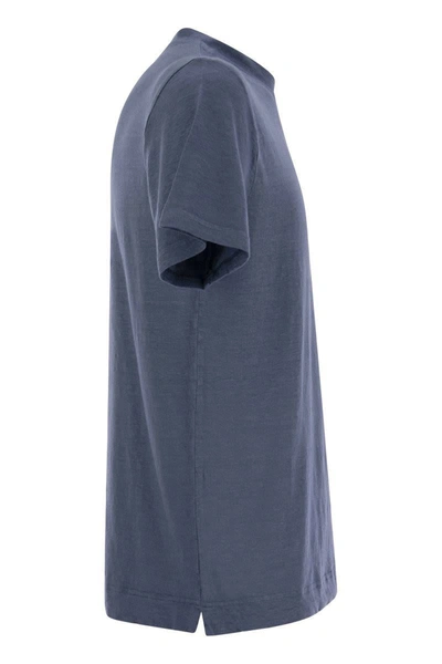 Fedeli Exreme - Linen Flex T-shirt In Avio