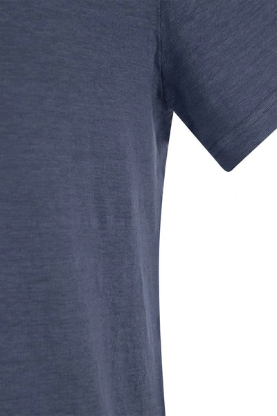 Shop Fedeli Exreme - Linen Flex T-shirt In Avio