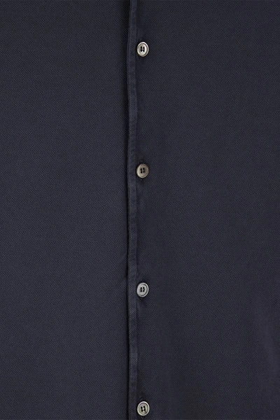 Shop Fedeli Robert - Cotton Piqué Shirt In Blue