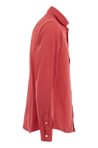 Fedeli Men's Frosted Piqué Polo Shirt In Red