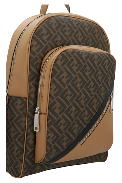 Shop Fendi 'ff' Backpack In Brown