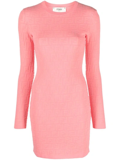 Shop Fendi Ff Mini Dress In Pink