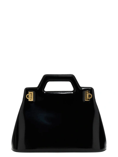 Shop Ferragamo 'w'' Handbag In Black