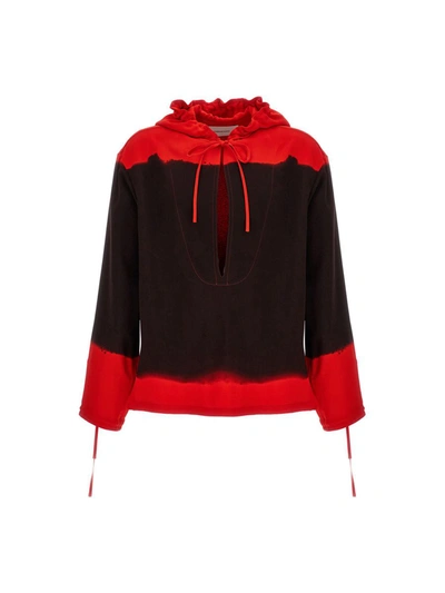 Shop Ferragamo Hooded Blouse Fell Off In Multicolor