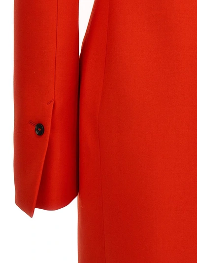 Shop Ferragamo Lapel-free Single Breast Blazer Jacket In Red