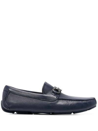 Shop Ferragamo Leather Loafers In Blue