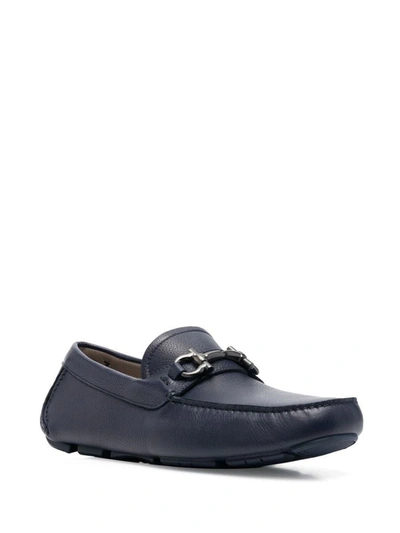 Shop Ferragamo Leather Loafers In Blue