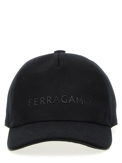 Shop Ferragamo Logo Printed Cap In Black