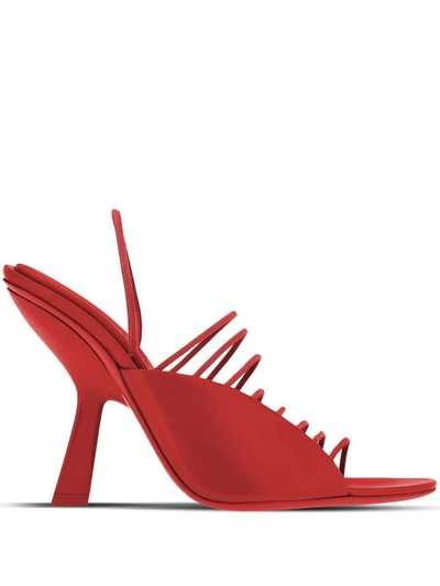 Shop Ferragamo Mignn Leather Heel Sandals In Red