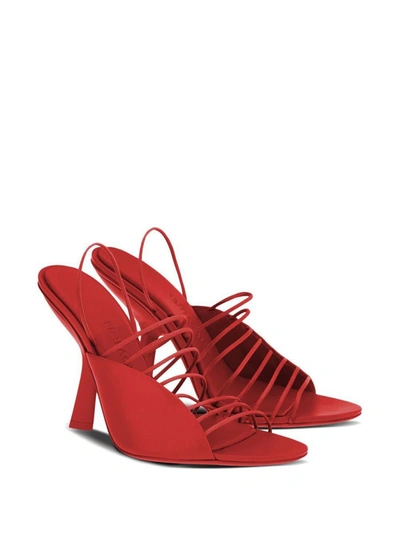 Shop Ferragamo Mignn Leather Heel Sandals In Red