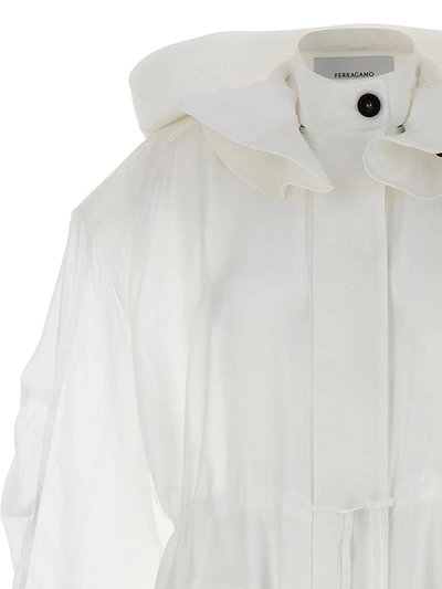 Shop Ferragamo Organza Unlined Trench Coat In White