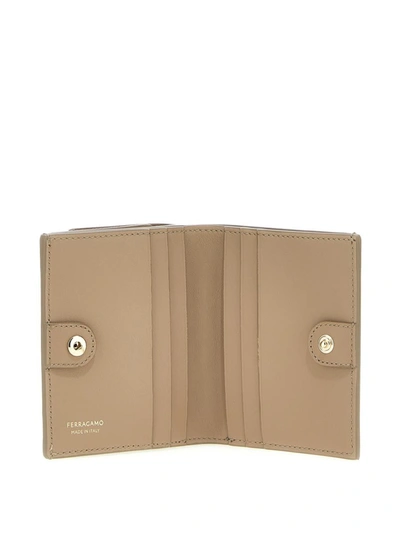 Shop Ferragamo Patent Leather Wallet In Beige