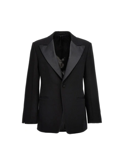 Shop Ferragamo Tuxedo Blazer Jacket In Black
