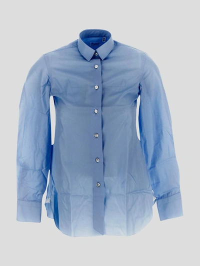 Shop Finamore Shirts In Clear Blue