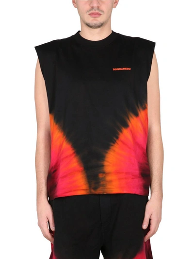 Shop Dsquared2 Flame Iron Tank T-shirt In Multicolor