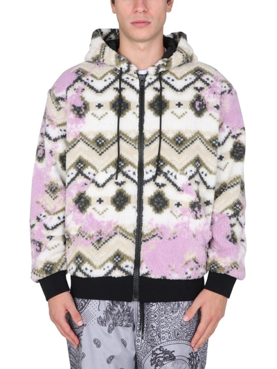 Shop Msgm Fleece Sherpa Jacket In Multicolor